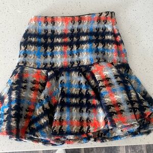 Milly Alpaca Blend Plaid Fit and Flare Mini Skirt Made in USA, Size 0